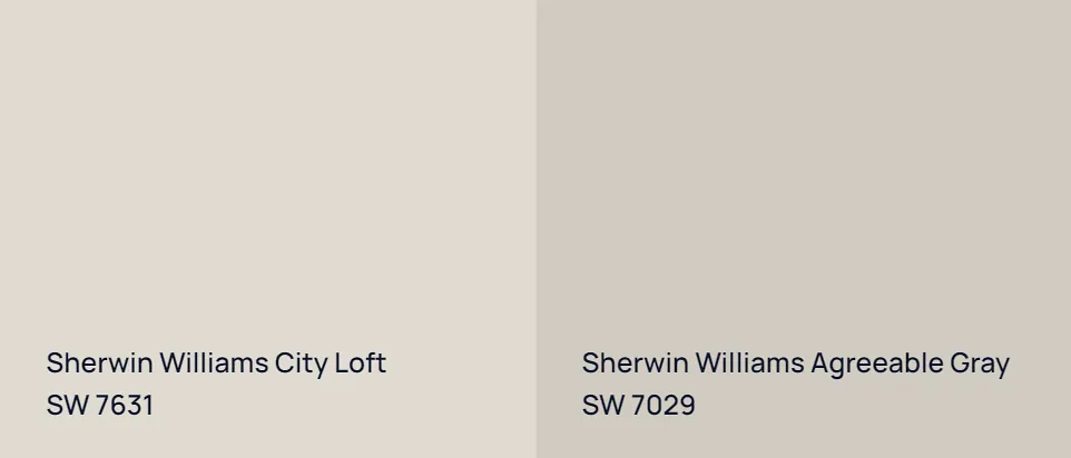 Sherwin Williams City Loft SW 7631 vs Sherwin Williams Agreeable Gray SW 7029