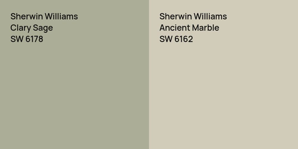 Sherwin Williams Clary Sage vs. Sherwin Williams Ancient Marble