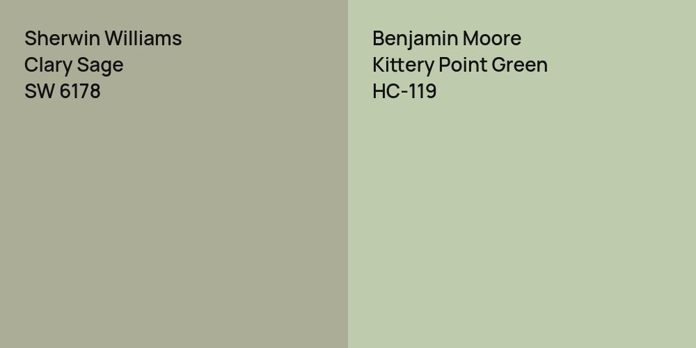 Sherwin Williams Clary Sage vs. Benjamin Moore Kittery Point Green