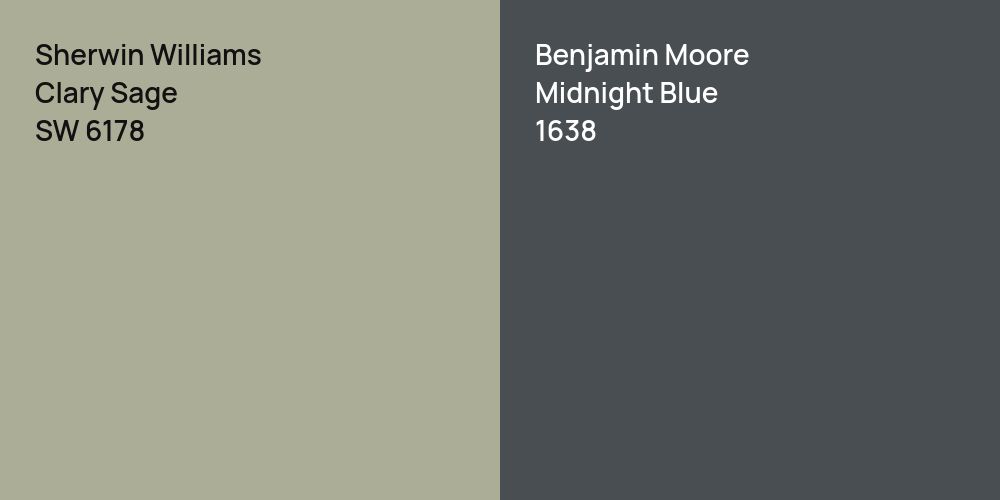 Sherwin Williams Clary Sage vs. Benjamin Moore Midnight Blue