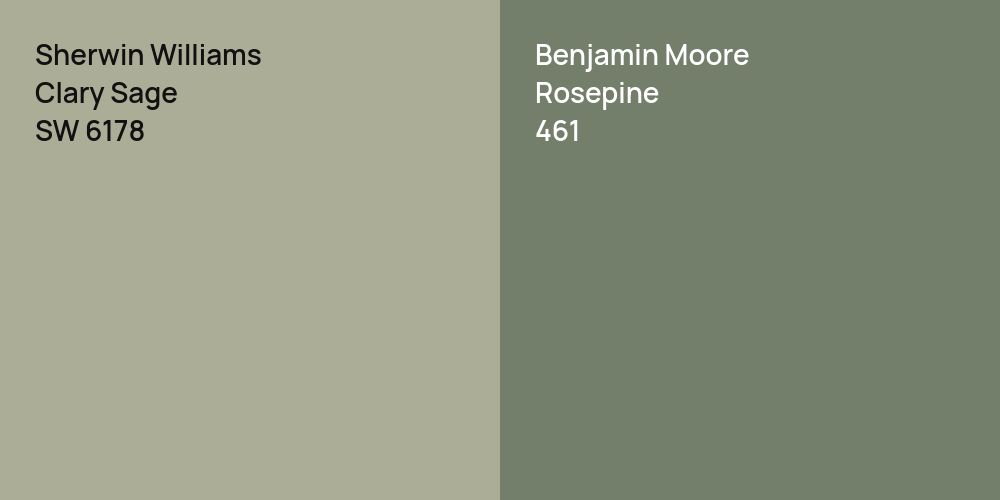 Sherwin Williams Clary Sage vs. Benjamin Moore Rosepine