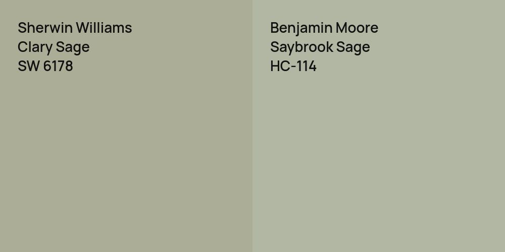 Sherwin Williams Clary Sage vs. Benjamin Moore Saybrook Sage