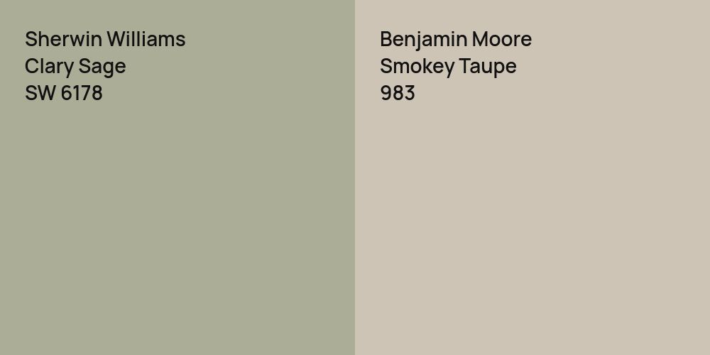 Sherwin Williams Clary Sage vs. Benjamin Moore Smokey Taupe