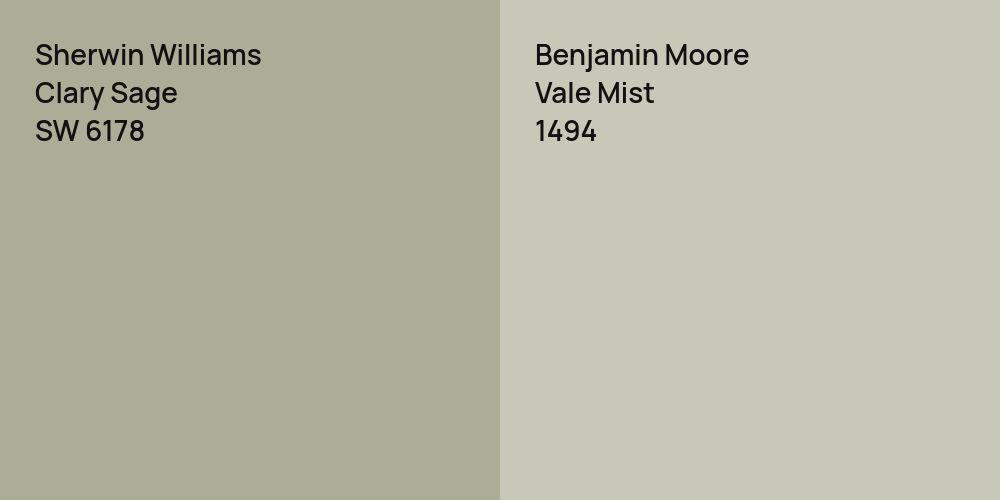 Sherwin Williams Clary Sage vs. Benjamin Moore Vale Mist