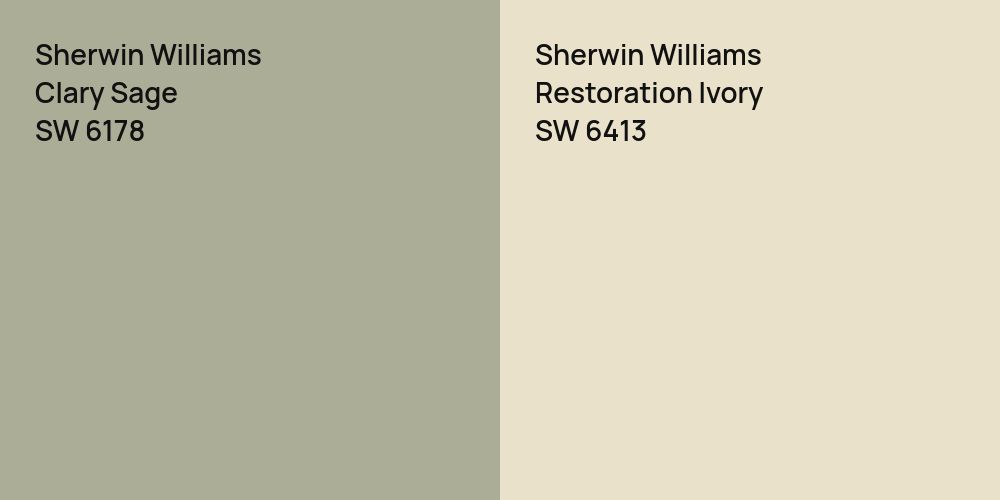 Sherwin Williams Clary Sage vs. Sherwin Williams Restoration Ivory