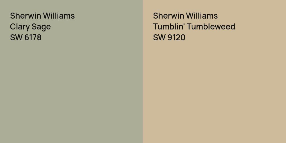 Sherwin Williams Clary Sage vs. Sherwin Williams Tumblin' Tumbleweed