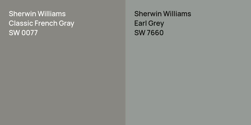 Sherwin Williams Classic French Gray vs. Sherwin Williams Earl Grey