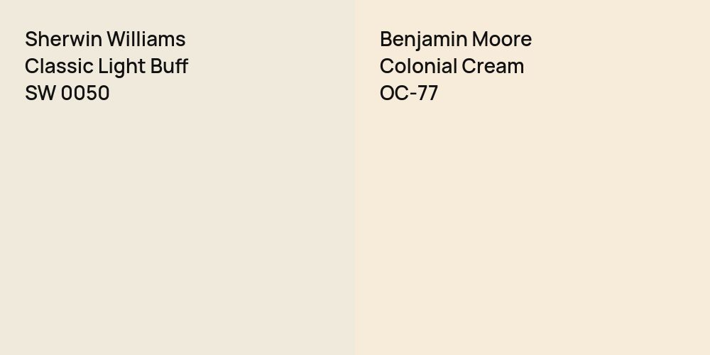 Sherwin Williams Classic Light Buff vs. Benjamin Moore Colonial Cream