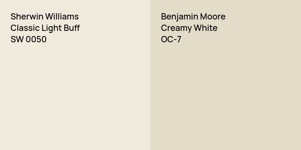 Sherwin Williams Classic Light Buff vs. Benjamin Moore Creamy White