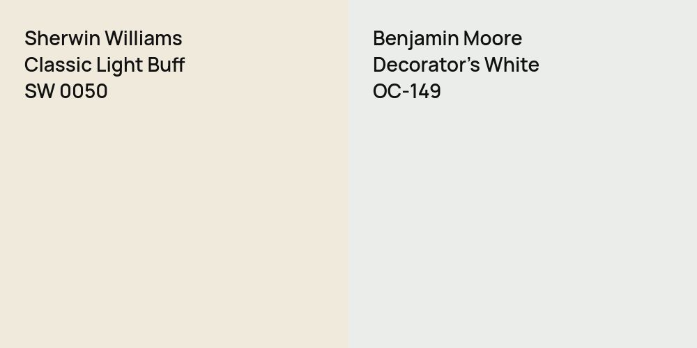 Sherwin Williams Classic Light Buff vs. Benjamin Moore Decorator's White