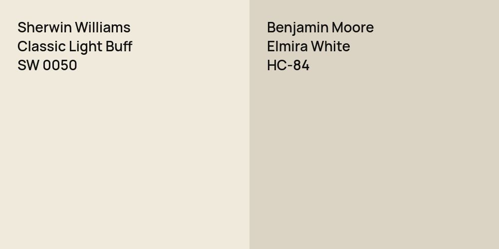 Sherwin Williams Classic Light Buff vs. Benjamin Moore Elmira White