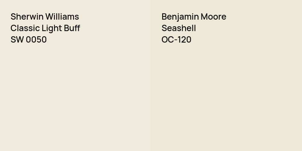 Sherwin Williams Classic Light Buff vs. Benjamin Moore Seashell