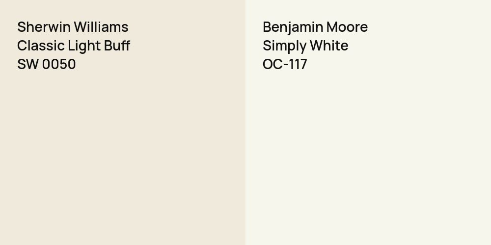 Sherwin Williams Classic Light Buff vs. Benjamin Moore Simply White