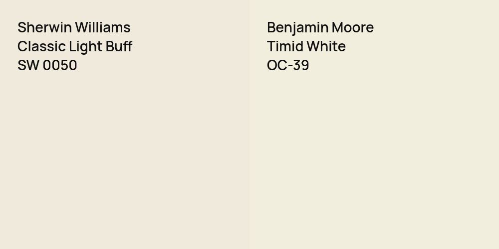 Sherwin Williams Classic Light Buff vs. Benjamin Moore Timid White