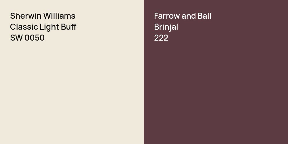 Sherwin Williams Classic Light Buff vs. Farrow and Ball Brinjal