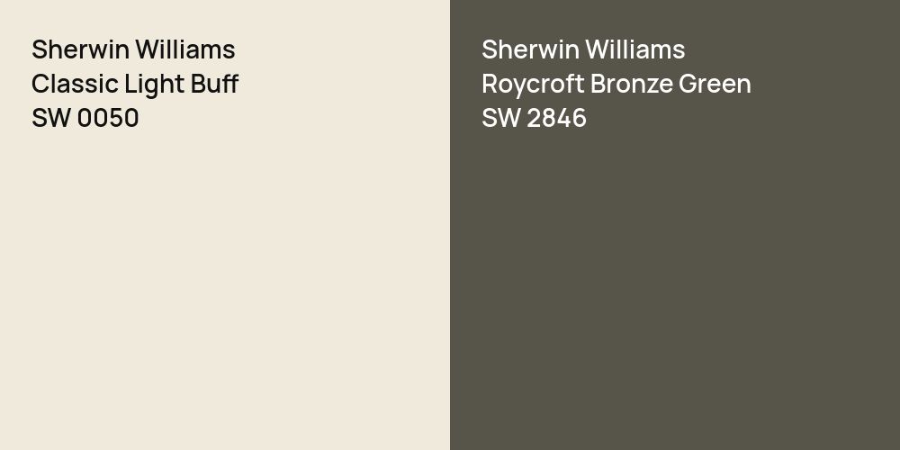 Sherwin Williams Classic Light Buff vs. Sherwin Williams Roycroft Bronze Green