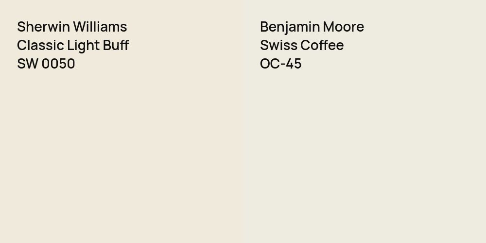 Sherwin Williams Classic Light Buff vs. Benjamin Moore Swiss Coffee