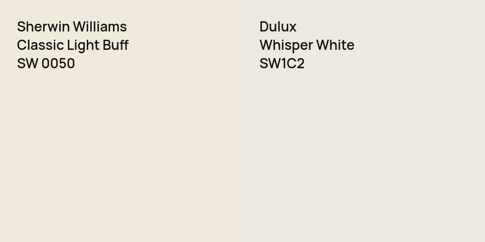 Sherwin Williams Classic Light Buff vs. Dulux Whisper White