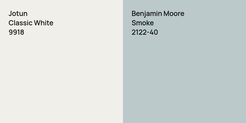 Jotun Classic White vs. Benjamin Moore Smoke