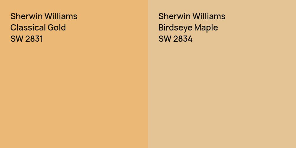 Sherwin Williams Classical Gold vs. Sherwin Williams Birdseye Maple