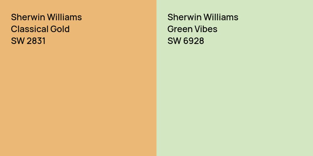 Sherwin Williams Classical Gold vs. Sherwin Williams Green Vibes