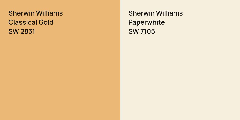 Sherwin Williams Classical Gold vs. Sherwin Williams Paperwhite