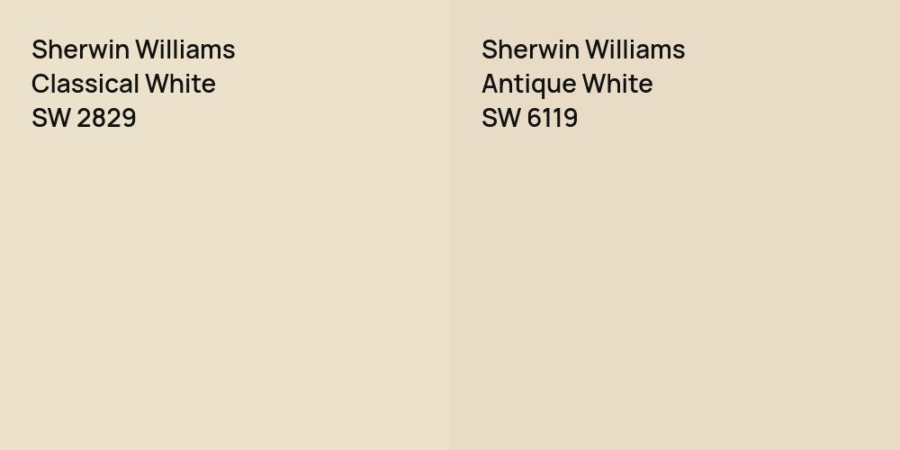 Sherwin Williams Classical White vs. Sherwin Williams Antique White