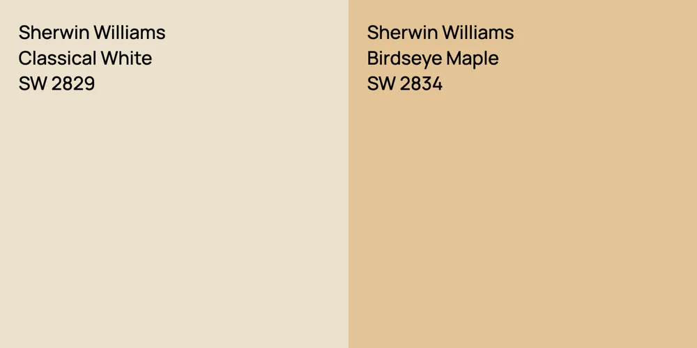 Sherwin Williams Classical White vs. Sherwin Williams Birdseye Maple