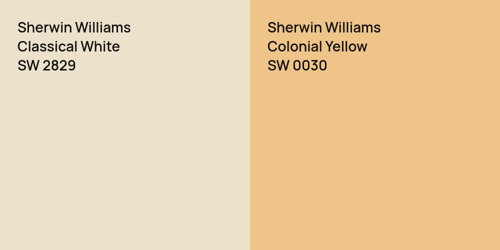 Sherwin Williams Classical White vs. Sherwin Williams Colonial Yellow