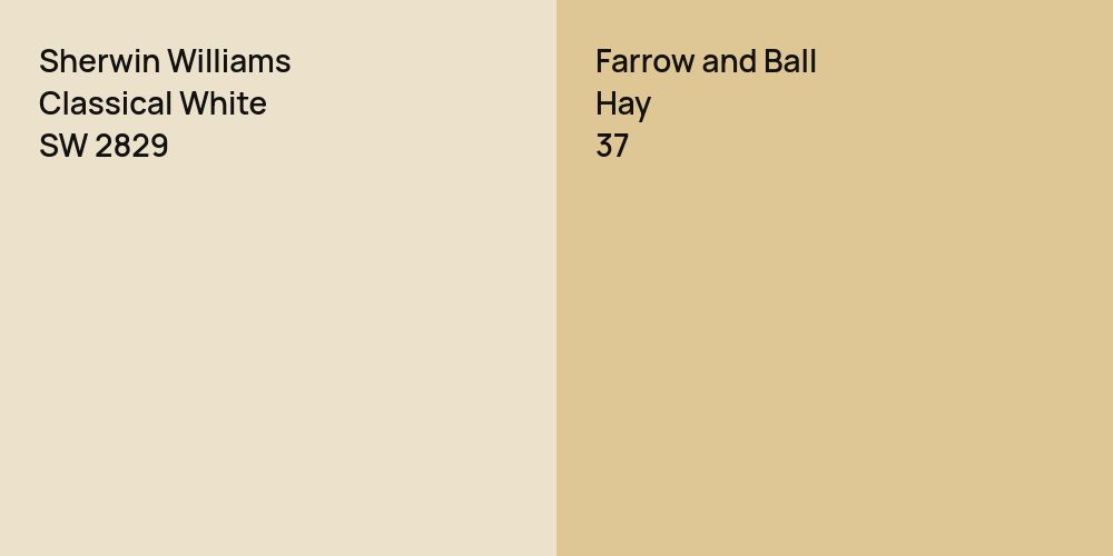 Sherwin Williams Classical White vs. Farrow and Ball Hay