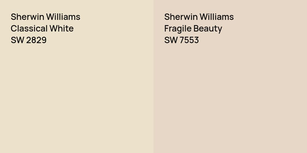 Sherwin Williams Classical White vs. Sherwin Williams Fragile Beauty