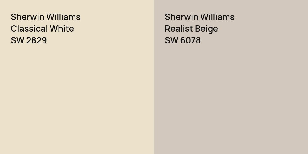 Sherwin Williams Classical White vs. Sherwin Williams Realist Beige