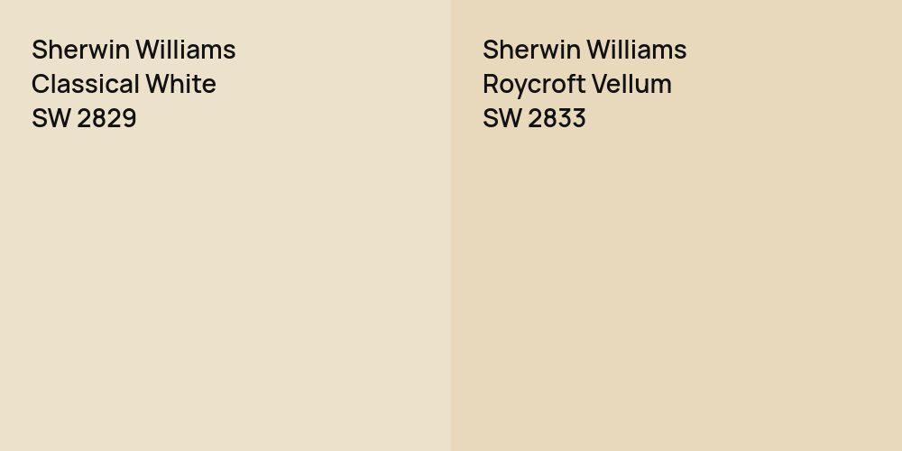 Sherwin Williams Classical White vs. Sherwin Williams Roycroft Vellum