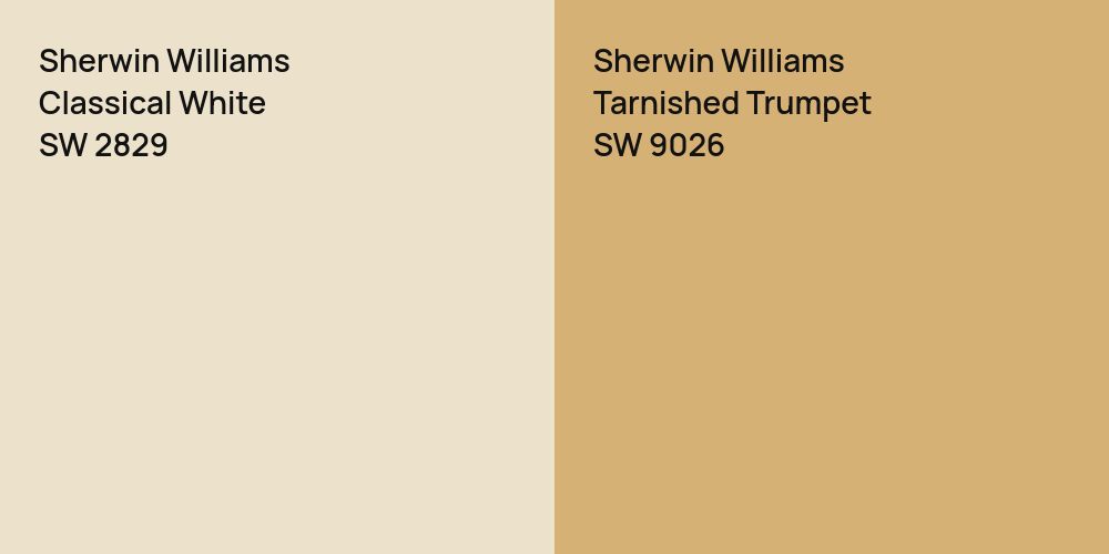 Sherwin Williams Classical White vs. Sherwin Williams Tarnished Trumpet