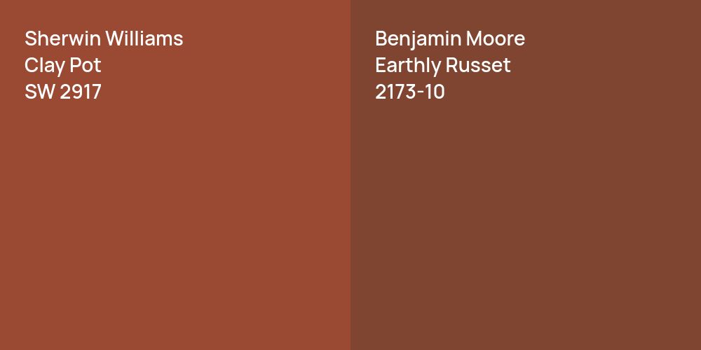 Sherwin Williams Clay Pot vs. Benjamin Moore Earthly Russet