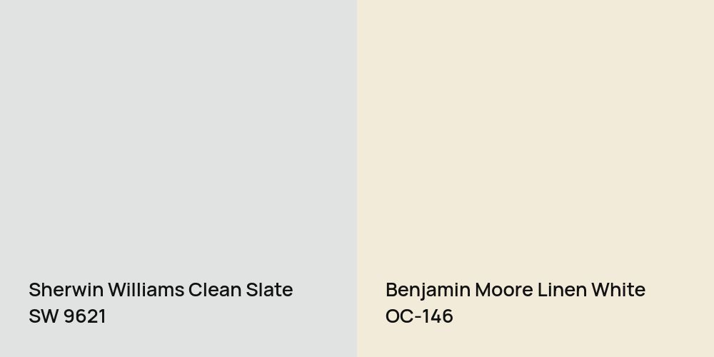 Sherwin Williams Clean Slate vs. Benjamin Moore Linen White