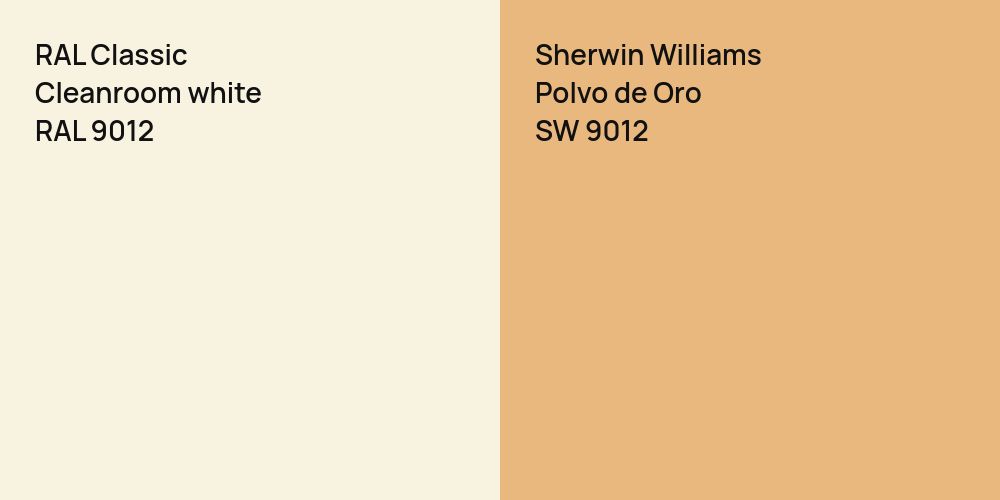 RAL Classic Cleanroom white vs. Sherwin Williams Polvo de Oro