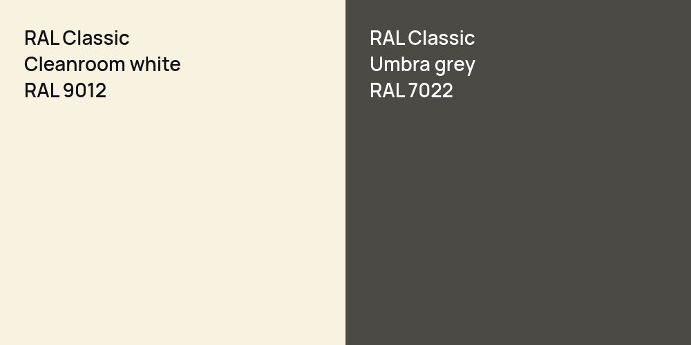 RAL Classic Cleanroom white vs. RAL Classic  Umbra grey