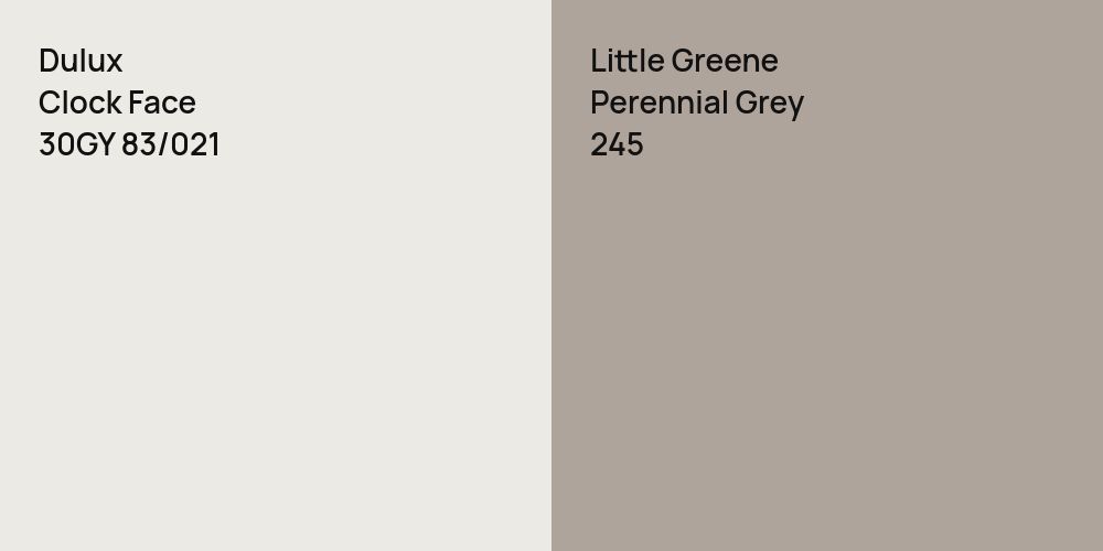 Dulux Clock Face vs. Little Greene Perennial Grey