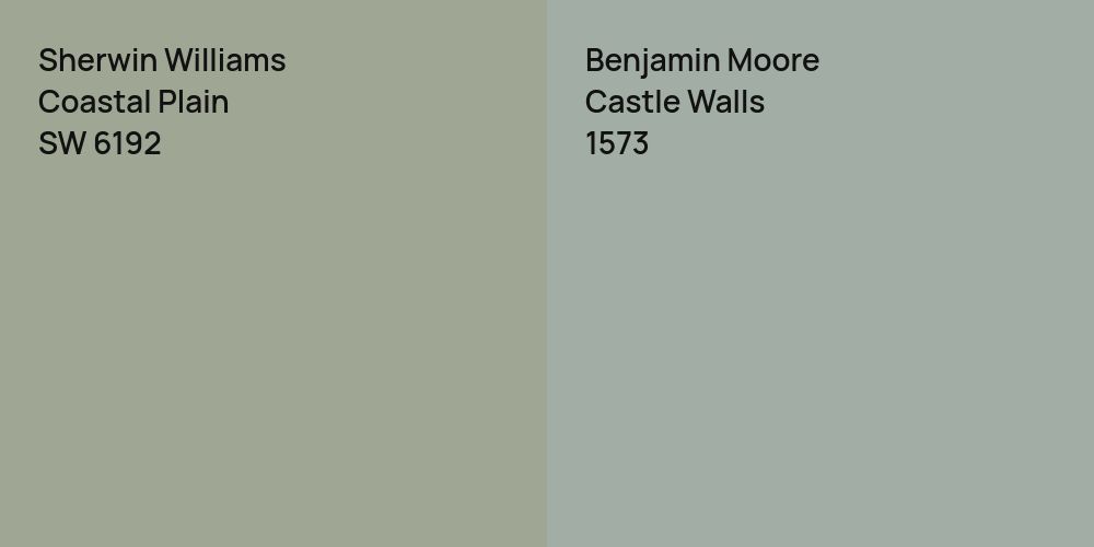 Sherwin Williams Coastal Plain vs. Benjamin Moore Castle Walls