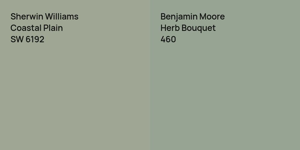 Sherwin Williams Coastal Plain vs. Benjamin Moore Herb Bouquet