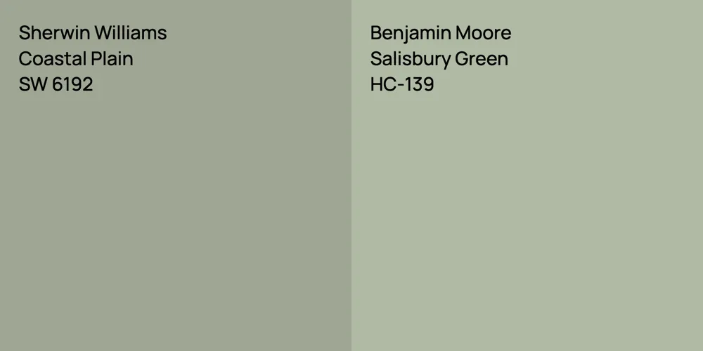 Sherwin Williams Coastal Plain vs. Benjamin Moore Salisbury Green