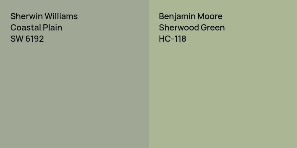 Sherwin Williams Coastal Plain vs. Benjamin Moore Sherwood Green