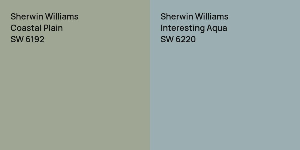 Sherwin Williams Coastal Plain vs. Sherwin Williams Interesting Aqua