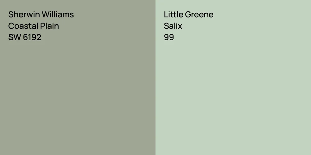 Sherwin Williams Coastal Plain vs. Little Greene Salix