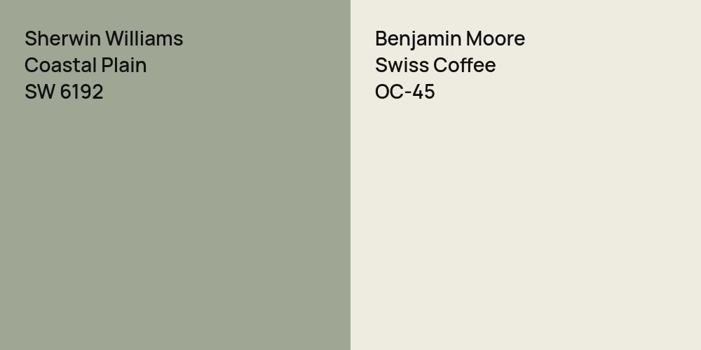 Sherwin Williams Coastal Plain vs. Benjamin Moore Swiss Coffee