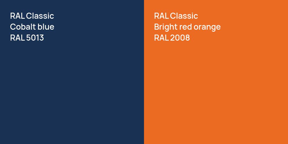 RAL Classic  Cobalt blue vs. RAL Classic  Bright red orange