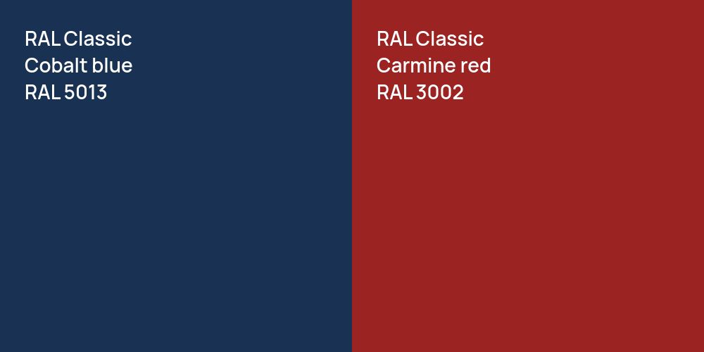 RAL Classic  Cobalt blue vs. RAL Classic  Carmine red