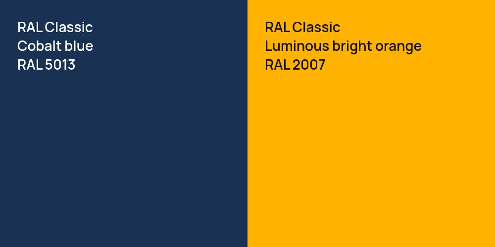 RAL Classic  Cobalt blue vs. RAL Classic  Luminous bright orange