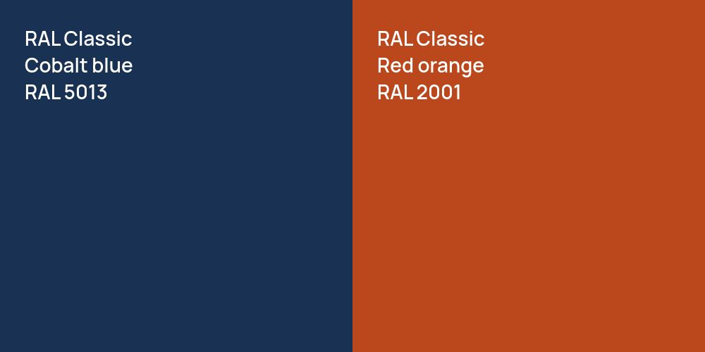 RAL Classic  Cobalt blue vs. RAL Classic  Red orange